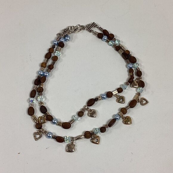 Brighton Double Strand Beaded Necklace Brown Blue With 4 Bags - Picture 2 of 11